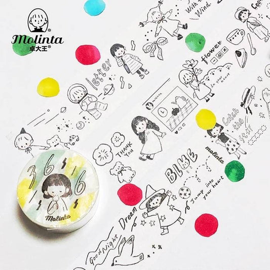 Molinta black and white little girls washitape