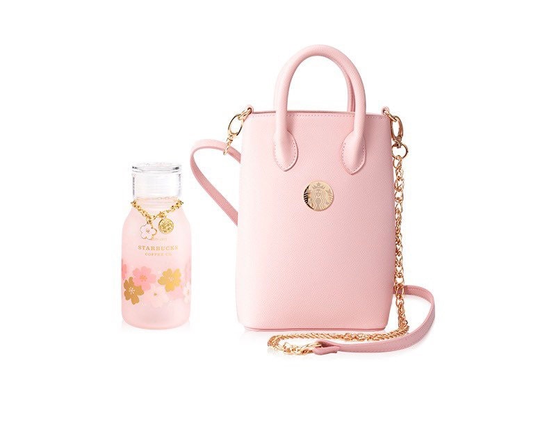 Starbucks China 2021 Sakura Season bag with glass set 1（square bag）