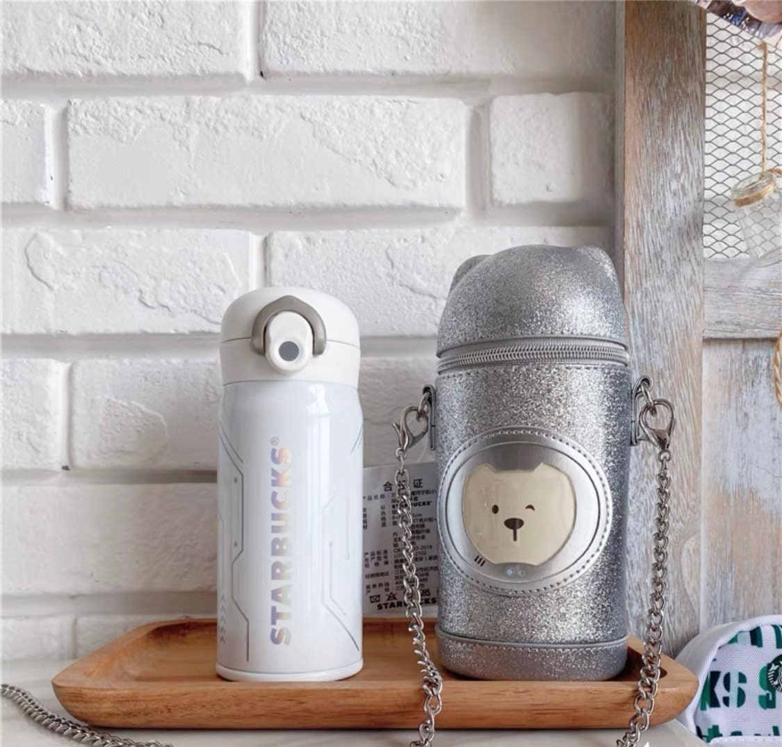 Starbucks China 350ml 2021 space bear vacuum cup with bear bag set