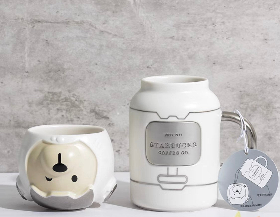 Starbucks China 355ml+199ml 2021 space bear mug set