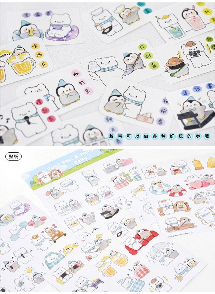 Molinta white bear & penguin sticker pack
