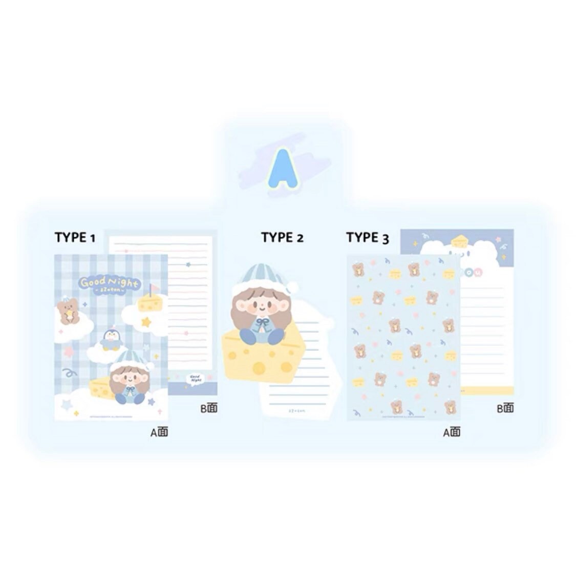 Molinta kawaii letter set(with part gold blocking)