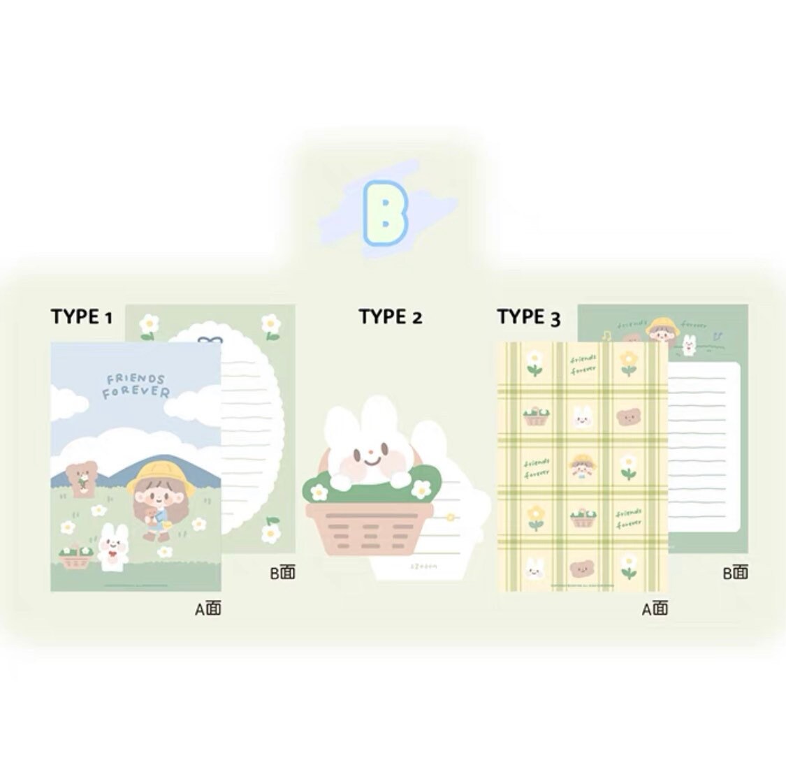 Molinta kawaii letter set(with part gold blocking)