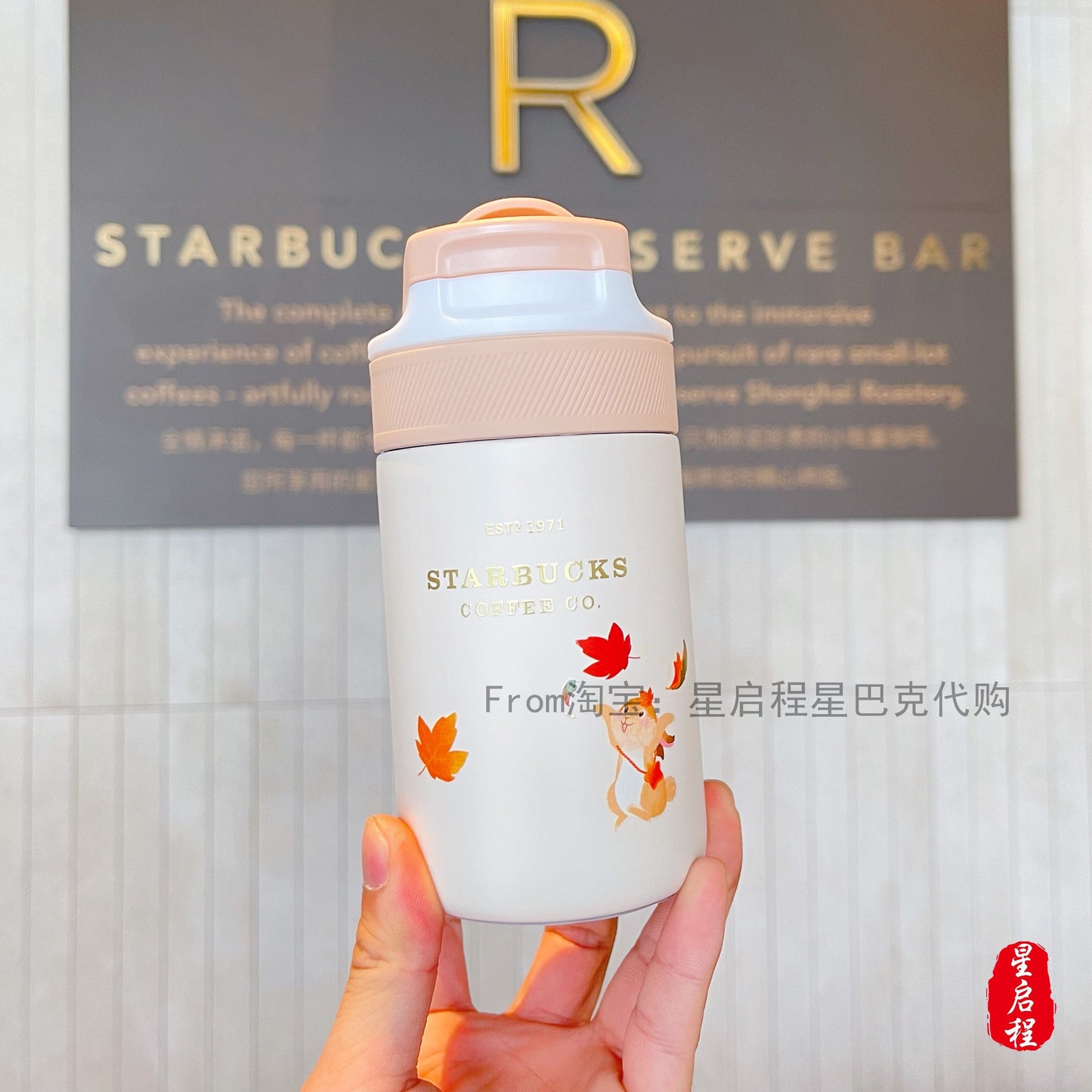 Starbucks China 280ml 2021 autumn stainless cup with rabbit plush bag set