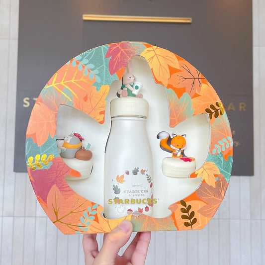 Starbucks China 237ml 2021 autumn maple leaves vacuum cup with 3 cover set