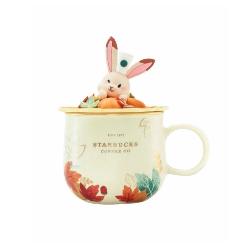 Starbucks China 355ml 2021 autumn forest maple leaves with rabbit ceramics mug
