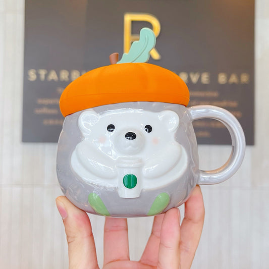 Starbucks China 335ml 2021 autumn forest acorn and hedgehog ceramics mug
