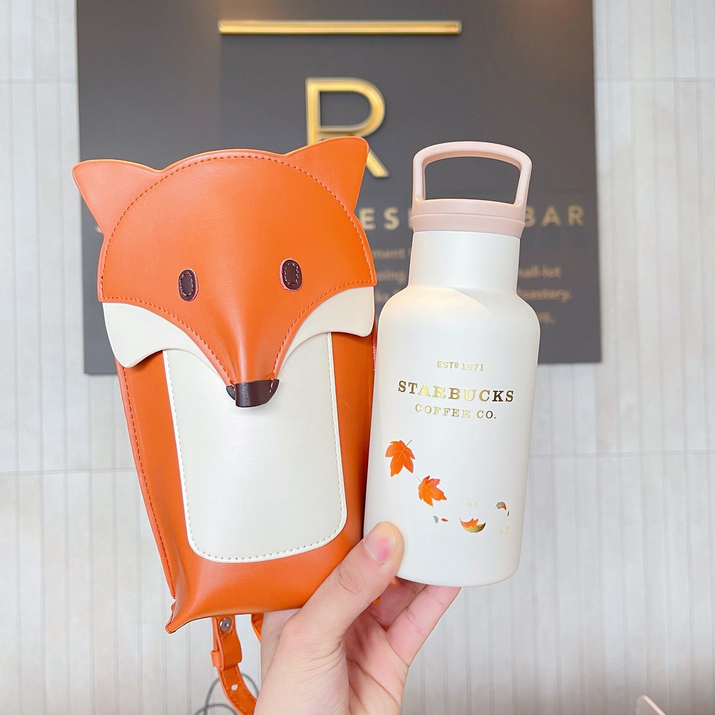 Starbucks China 355ml 2021 autumn forest vacuum cup with fox bag set