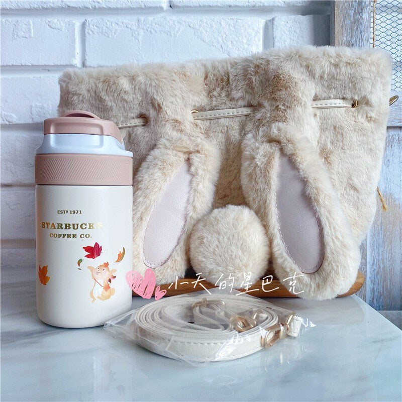Starbucks China 280ml 2021 autumn stainless cup with rabbit plush bag set