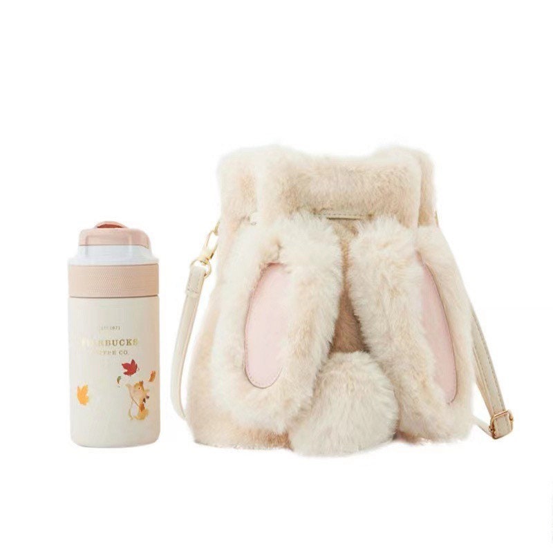 Starbucks China 280ml 2021 autumn stainless cup with rabbit plush bag set
