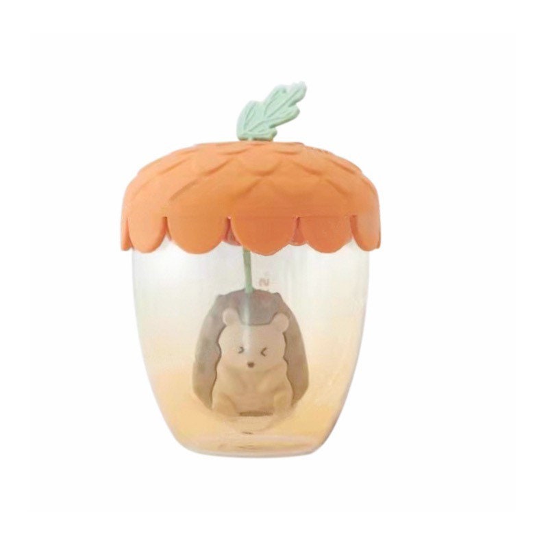 Starbucks China 414ml 2021 autumn forest acorn glass cup with hedgehog tea strainer