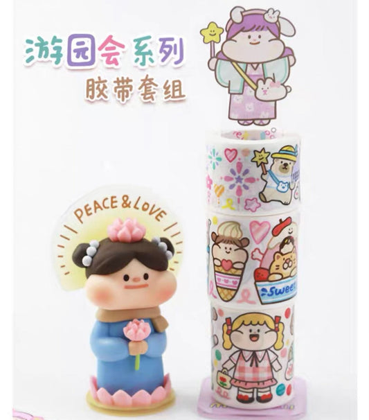 Meatball Garden party series Washitapes & washitape holder set