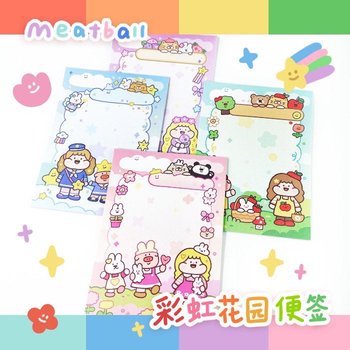 Meatball rainbow garden memo pad