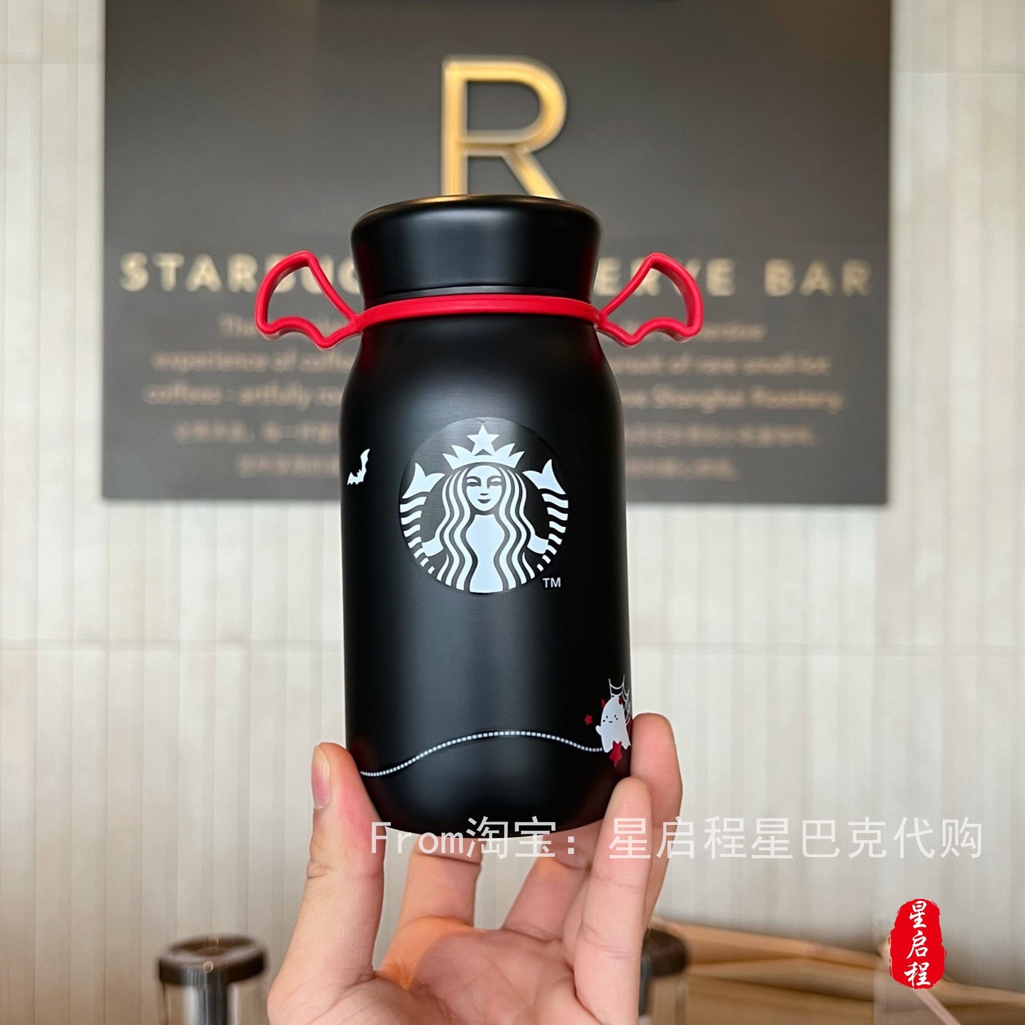 Starbucks China 350ml 2021 Halloween black vacuum cup with black cat backpack