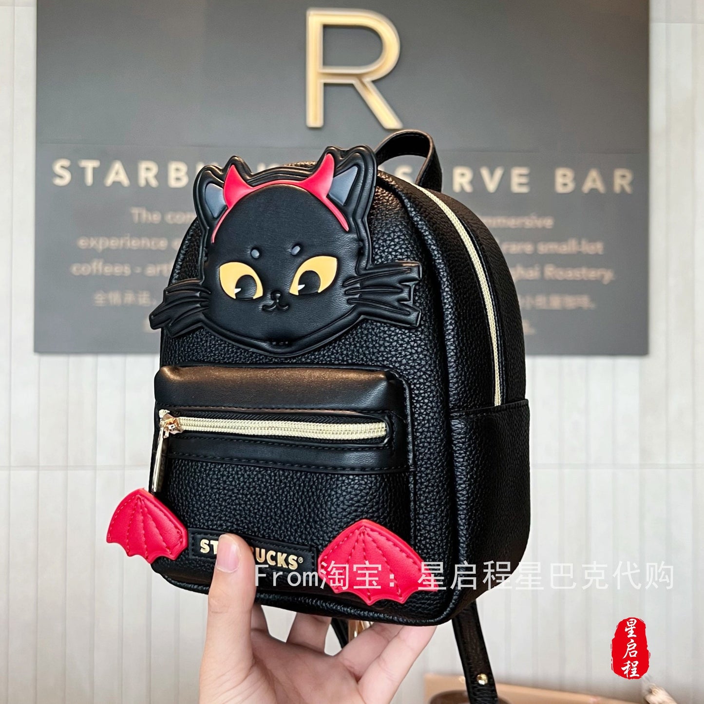 Starbucks China 350ml 2021 Halloween black vacuum cup with black cat backpack