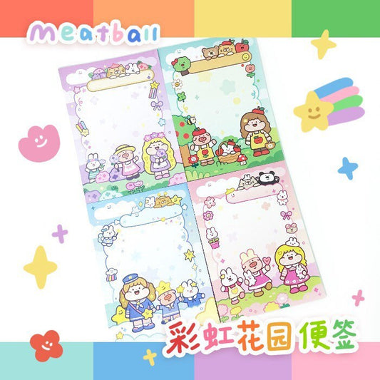 Meatball rainbow garden memo pad