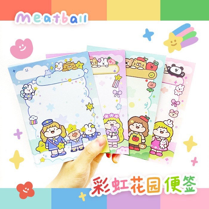 Meatball rainbow garden memo pad