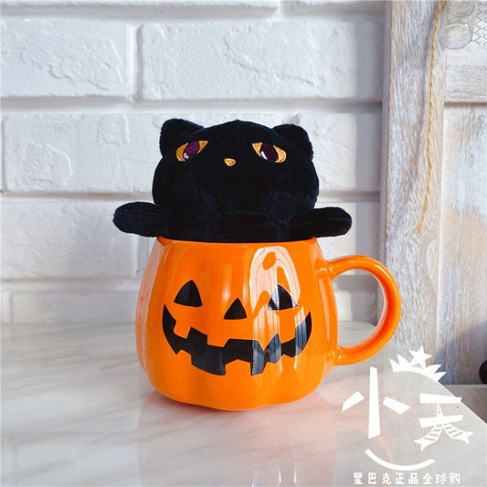 Starbucks China 384ml 2020 Halloween pumpkin mug with black cat chaining