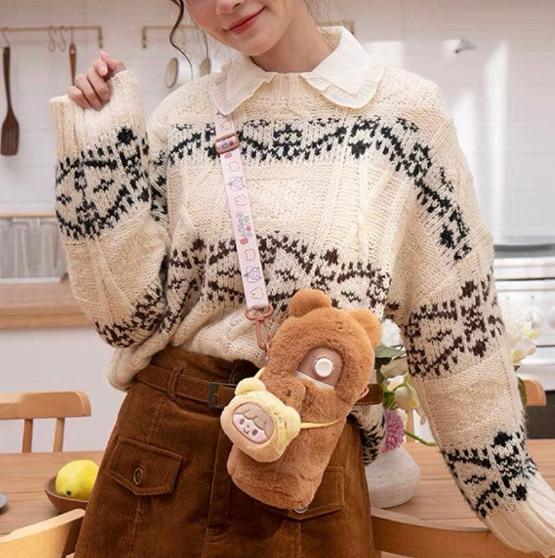 Molinta 「Baking Park」series stationery 380ml vacuum cup plush bear cup bag with mini pudding toy