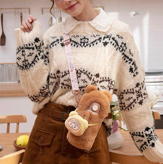 Molinta 「Baking Park」series stationery 380ml vacuum cup plush bear cup bag with mini pudding toy