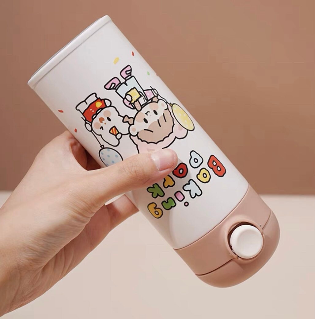 Molinta 「Baking Park」series stationery 380ml vacuum cup plush bear cup bag with mini pudding toy