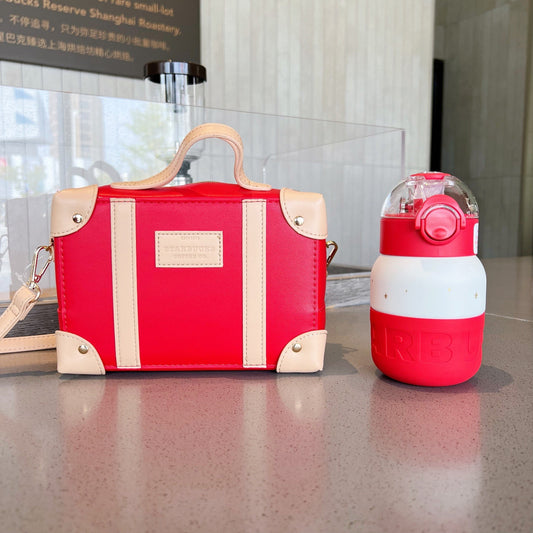 Starbucks China 375ml 2021 Christmas red cup with mini case bag