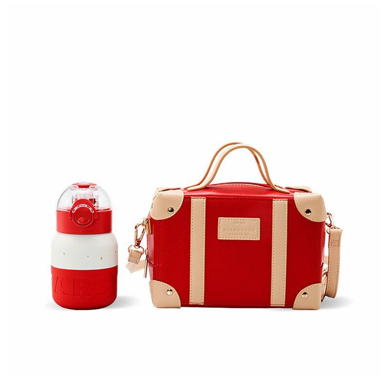 Starbucks China 375ml 2021 Christmas red cup with mini case bag