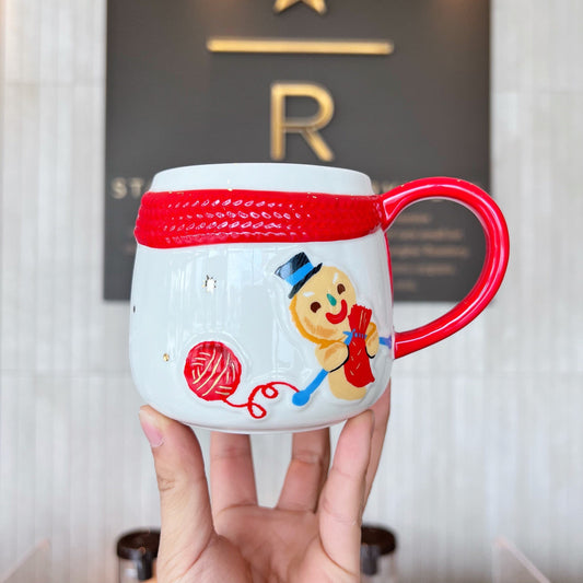 Starbucks China 460ml 2021 Christmas gingerbread man knit a scarf mug