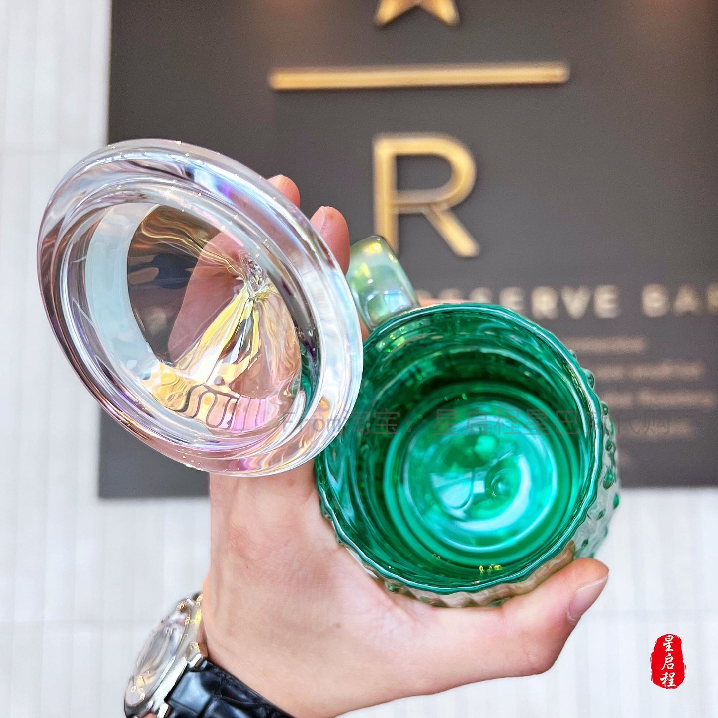 Starbucks China 310ml 2021 Christmas tree glass cup（transparent cover）