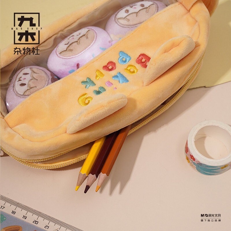 Molinta 「Baking Park」series stationery plush storage bag with 3 plush breastpin