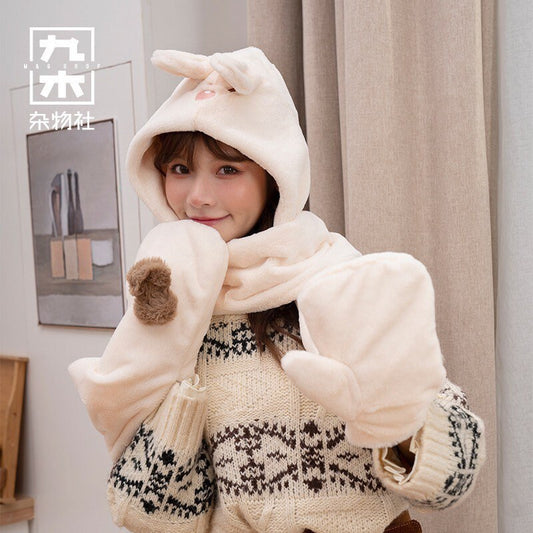 Molinta 「Baking Park」series stationery cute rabbit plush hat and scarf