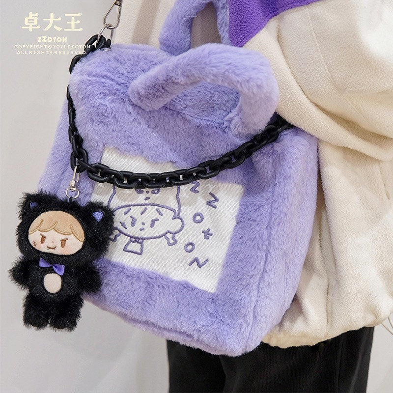 Molinta bad girl plush bag with cat plush toy