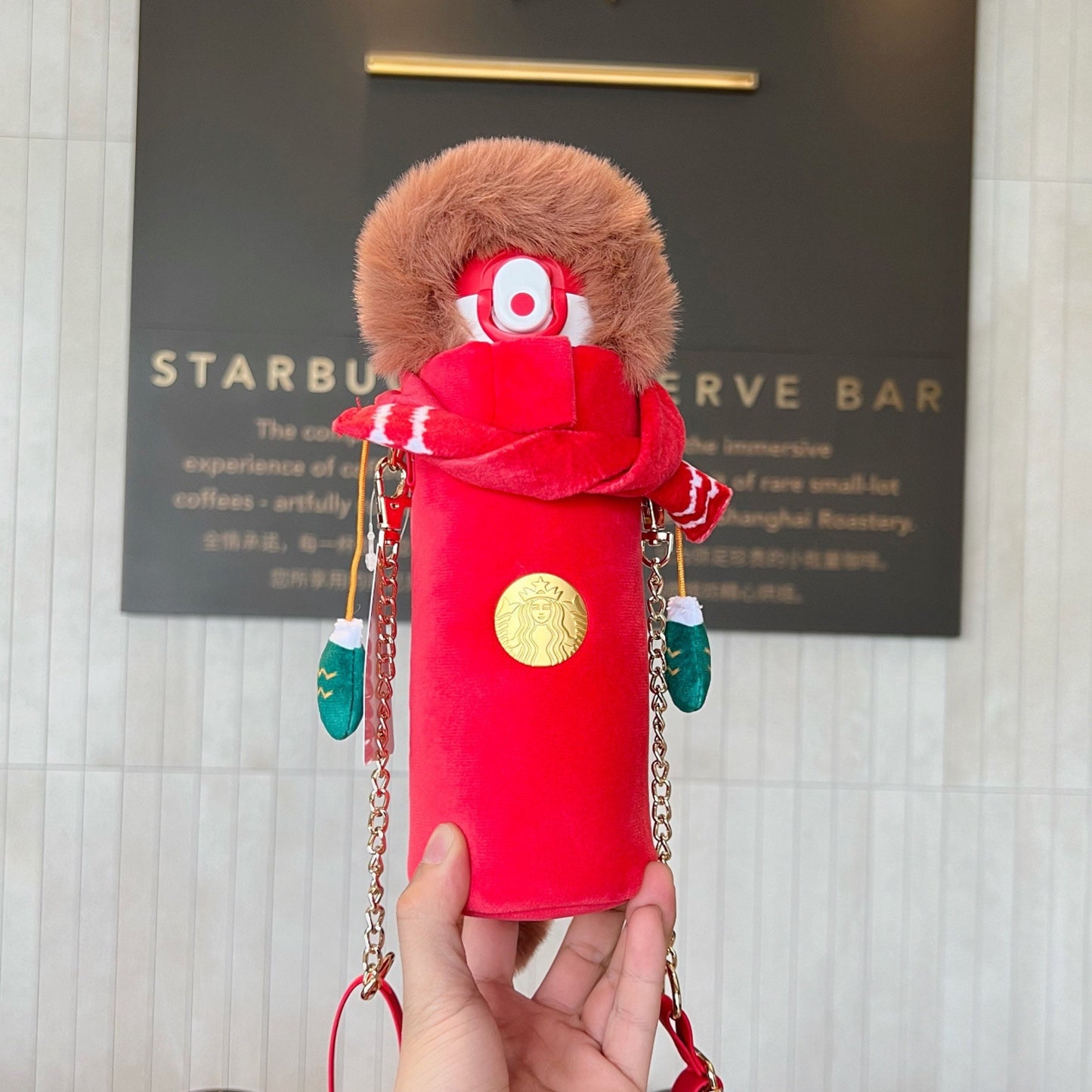 Starbucks × Thermos China 500ml 2021 Christmas lion vacuum cup with cup bag
