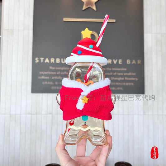 Starbucks China 730ml 2021 Christmas gingerbread man glass cup