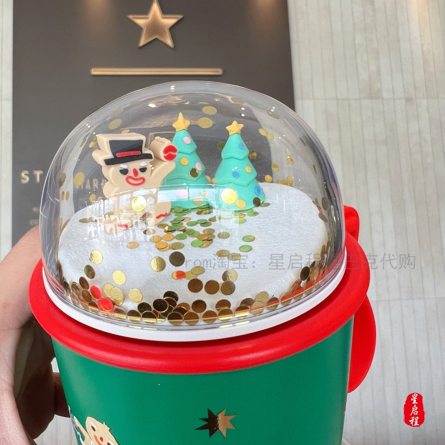 Starbucks China 473ml 2021 Christmas gingerbread man green stainless vacuum cup