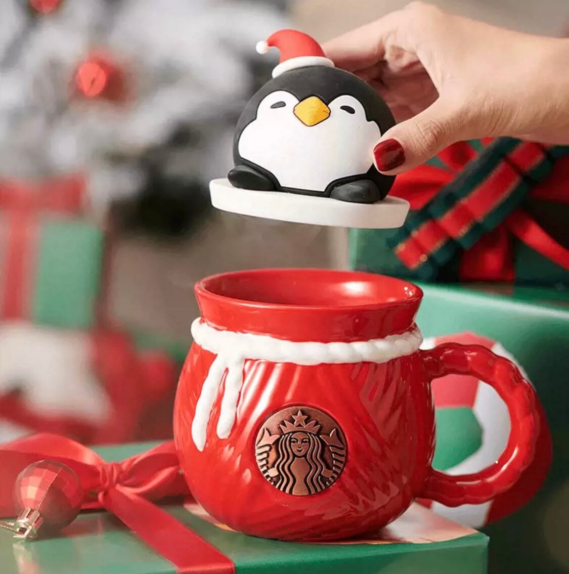 Starbucks China 500ml 2021 Christmas wool ball penguin mug