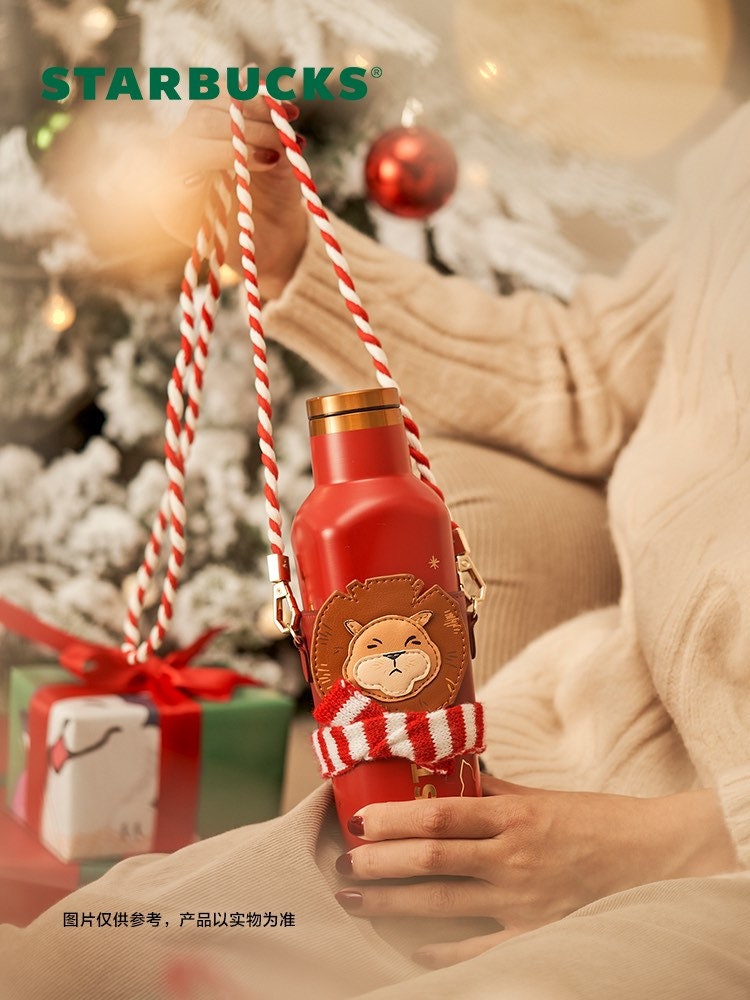 Starbucks China 500ml 2021 Christmas red vacuum cup with lion cup sleeve