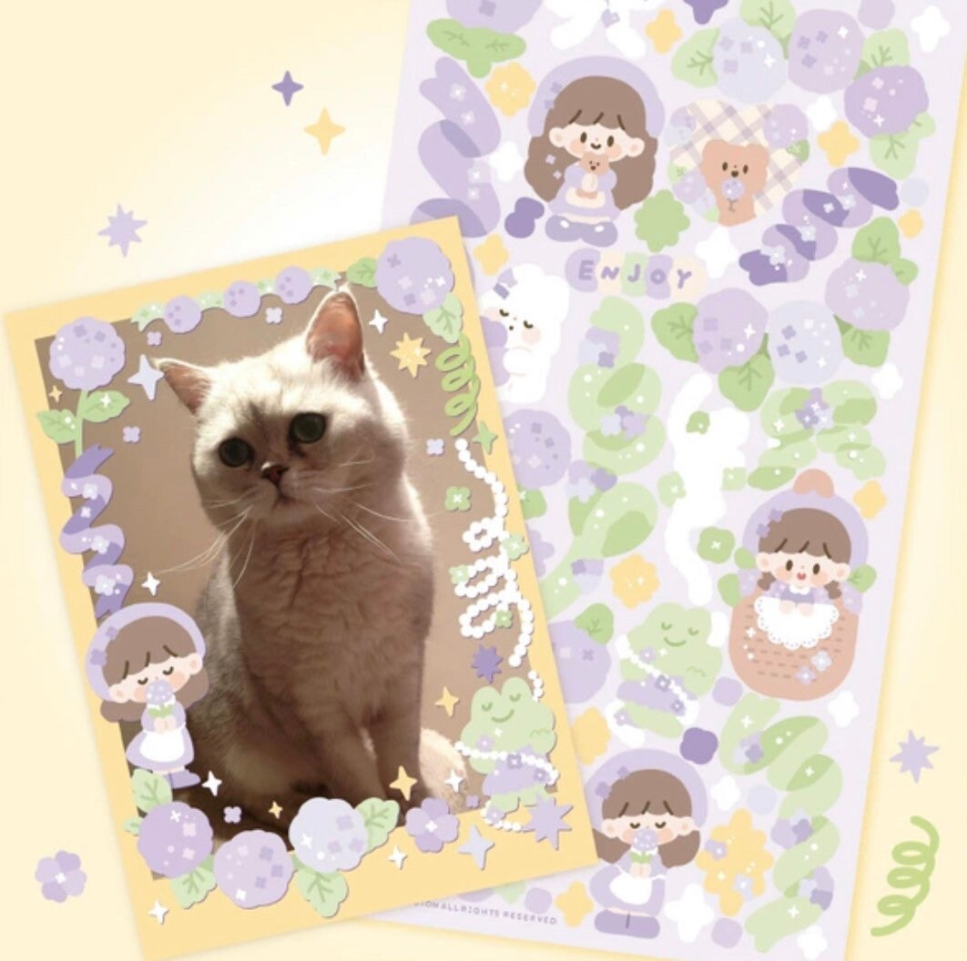 Molinta no border colorful girl sticker set 1（all 6）