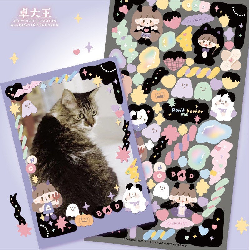 Molinta no border colorful girl sticker set 1（all 6）