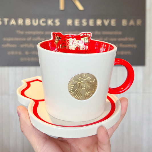 Starbucks China 360ml 2022 new year tiger series Chinese traditional tiger ceramics mug with cucurbit ceramics plate