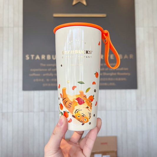 Starbucks China 473ml 2022 new year tiger series orange tiger stainless vacuum cup