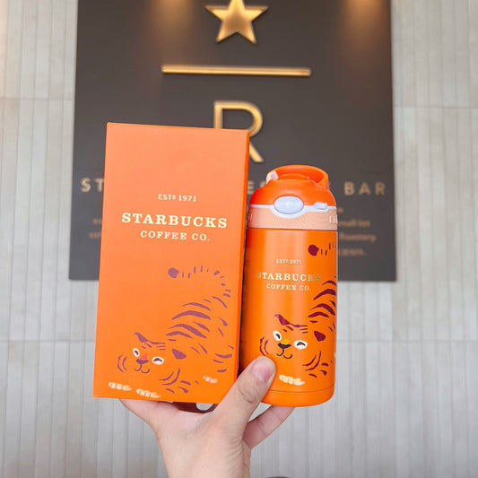 Starbucks × Contigo China 400ml 2022 new year tiger series orange tiger stainless vacuum straw cup