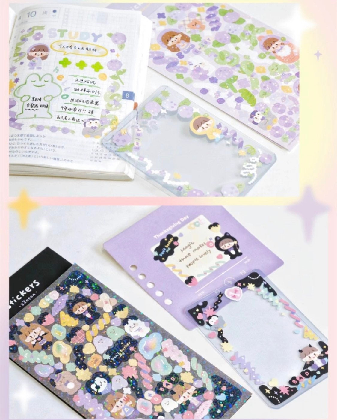 Molinta no border colorful girl sticker set 1（all 6）