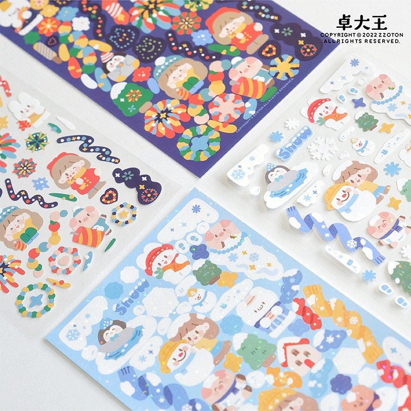 Molinta winter and fireworks sticker pack set