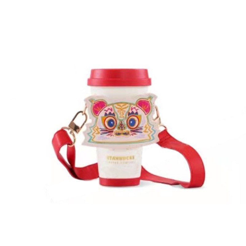 Starbucks China 370ml 2022 new year tiger series Chinese traditional tiger vacuum cup with same pattern cup holder bag