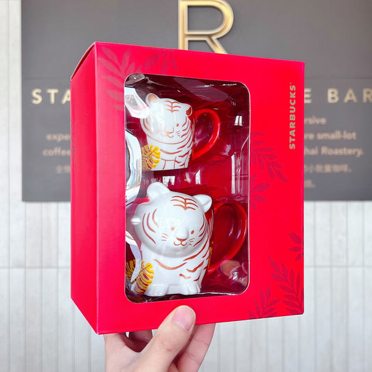 Starbucks China 355ml+89ml 2022 new year tiger series tiger normal & mini tiger ceramics mug set box