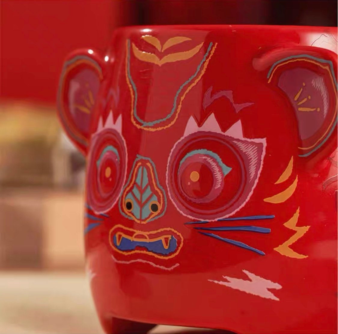 Starbucks China 355ml 2022 new year tiger series Chinese traditional red tiger ceramics mug