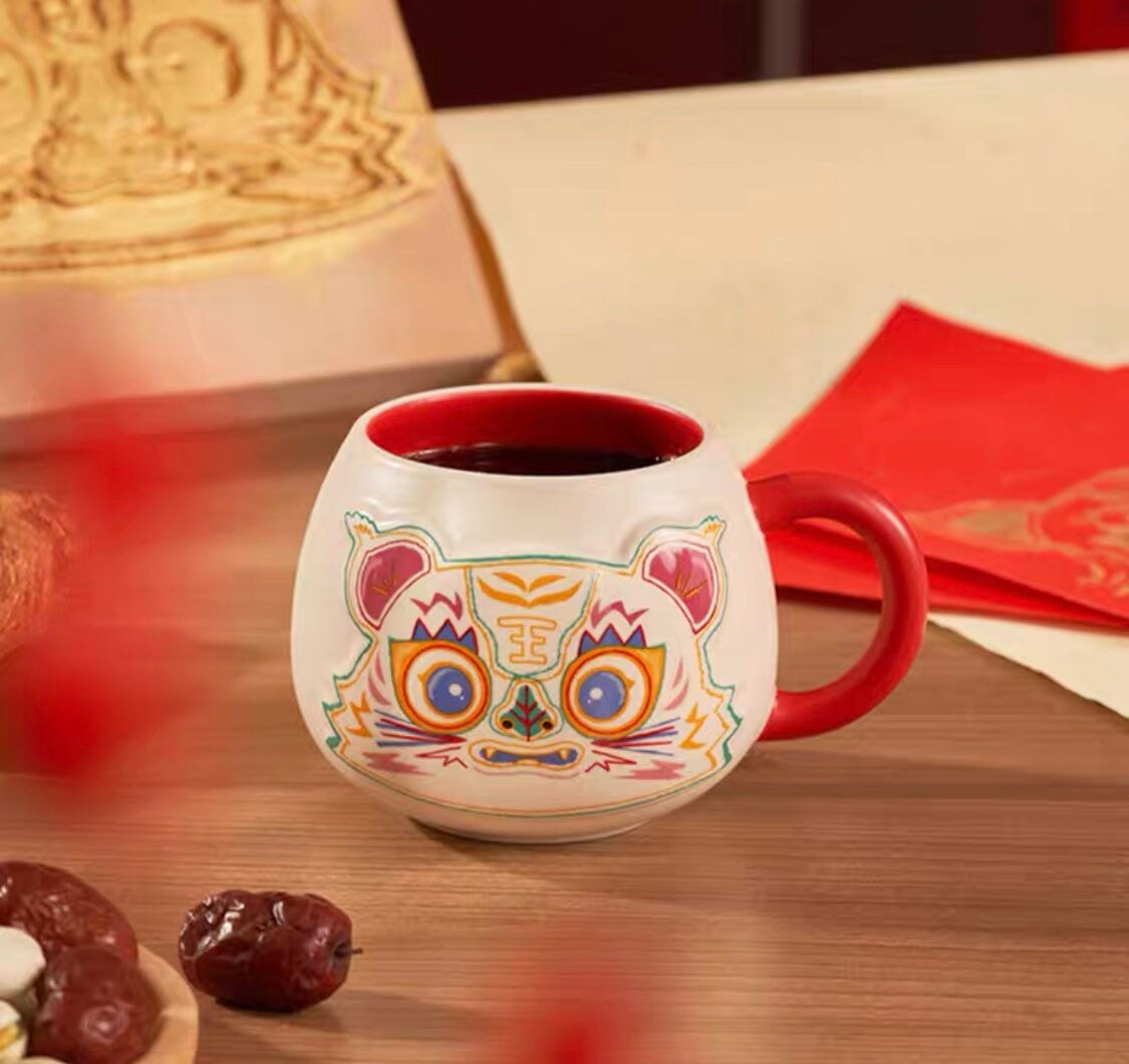 Starbucks China 100ml/415ml 2022 new year tiger series Chinese traditional white & red tiger ceramics mug