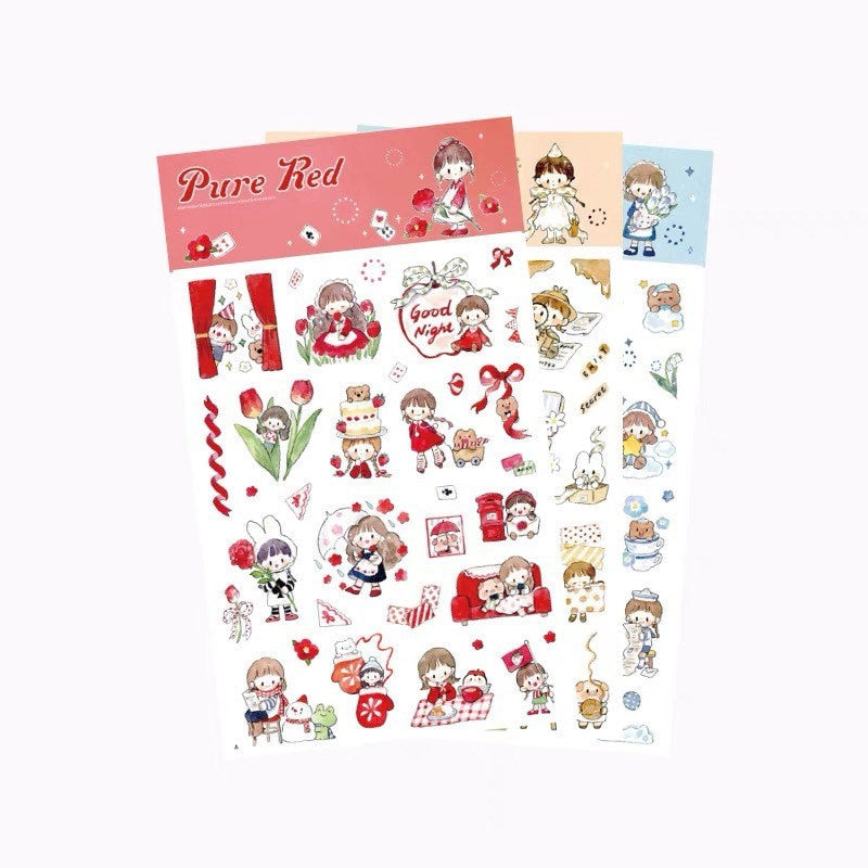 Molinta colorful sticker pack（blue red brown）