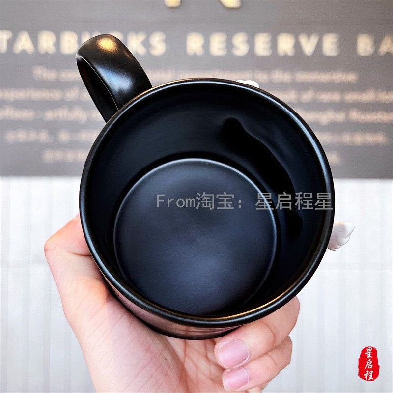 Starbucks China 355ml Valentine‘s Day chess series red heart wings with black ceramic mug